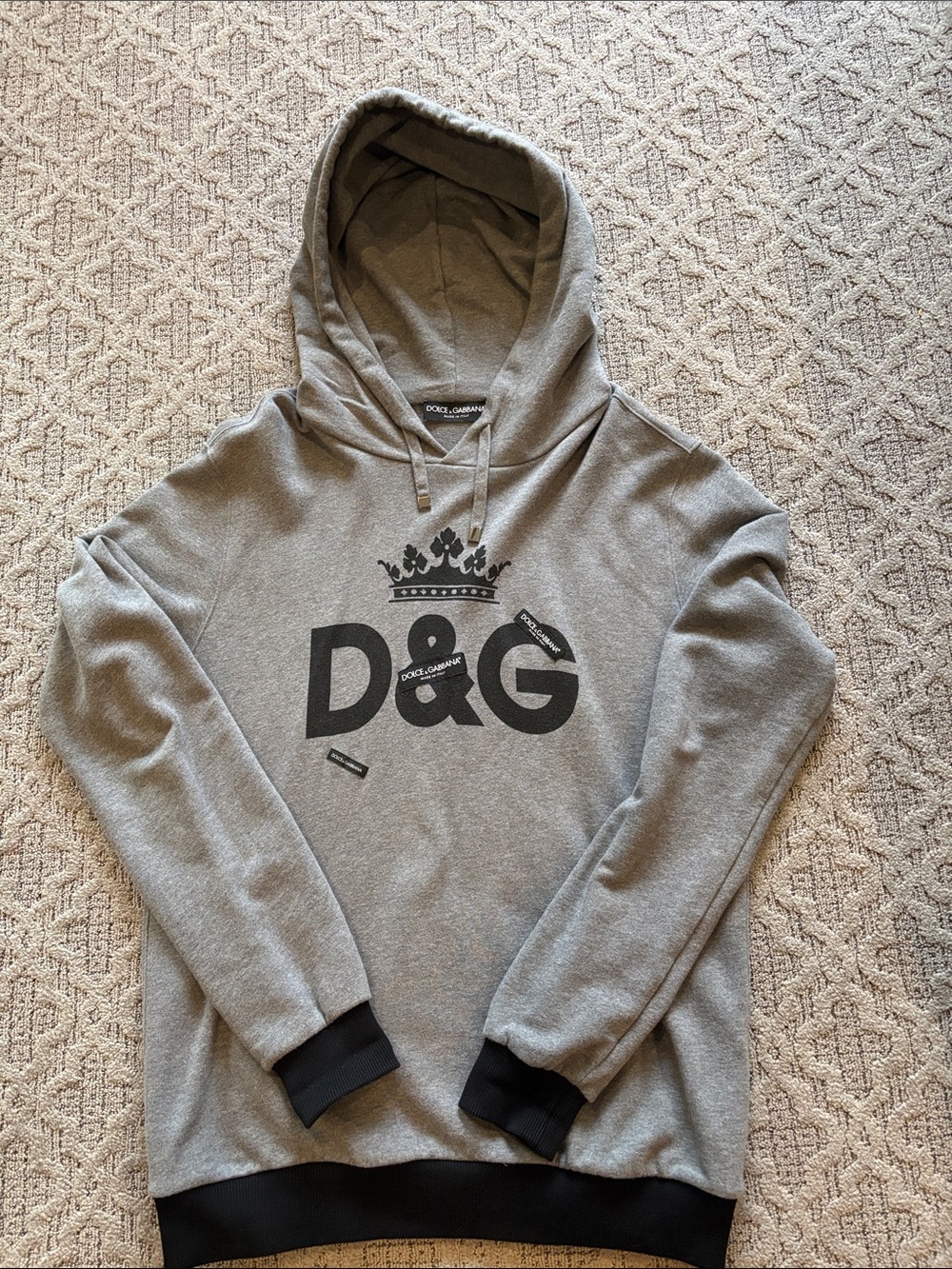 Dolce & Gabbana Gray D&G Crown Logo Hoodie
